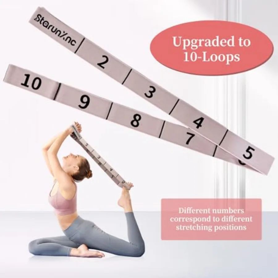 Yoga Stretch Strap for Flexibility 2 Pack 10 Loops Stretching Pilates - size and dimensions