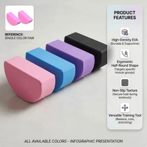 Half-Round Yoga Block – Non-Slip Stretching Brick for Balance Work