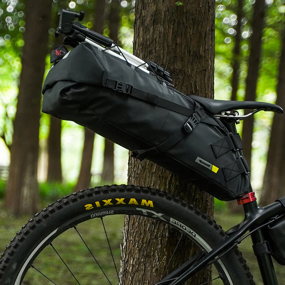 Rhinowalk Waterproof Bike Saddle Bag – 10L/13L Foldable Rear Tail Pack - close-up detail
