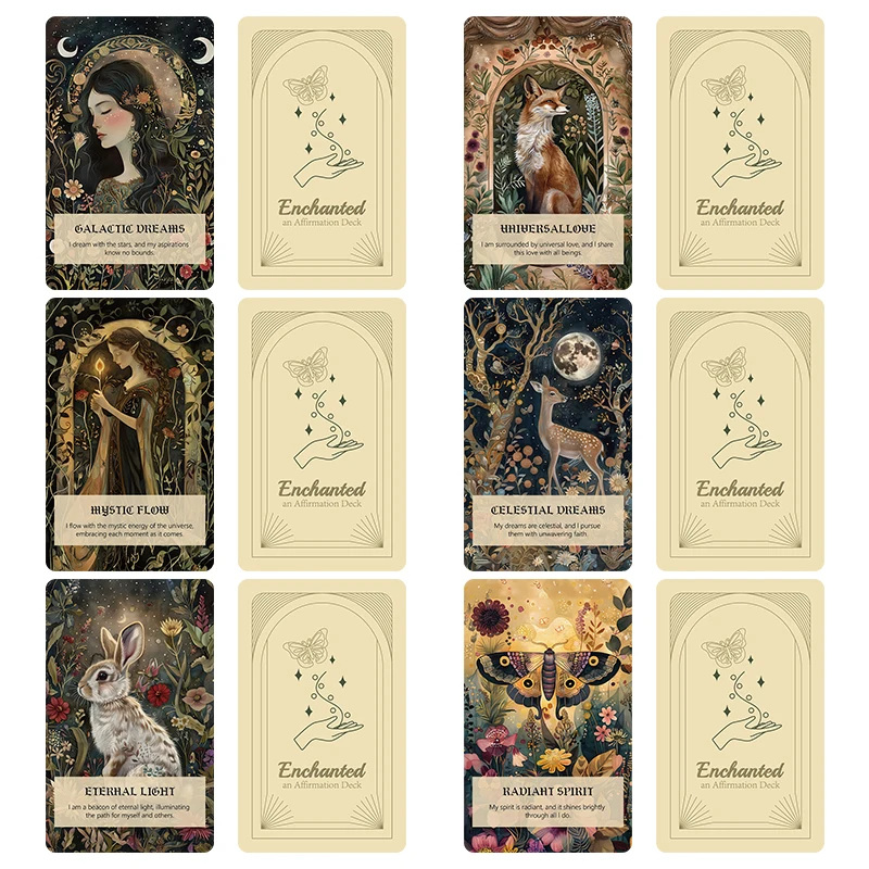 55-Card Affirmation Deck – Woodland Mindfulness & Self-Care Prompts - in use