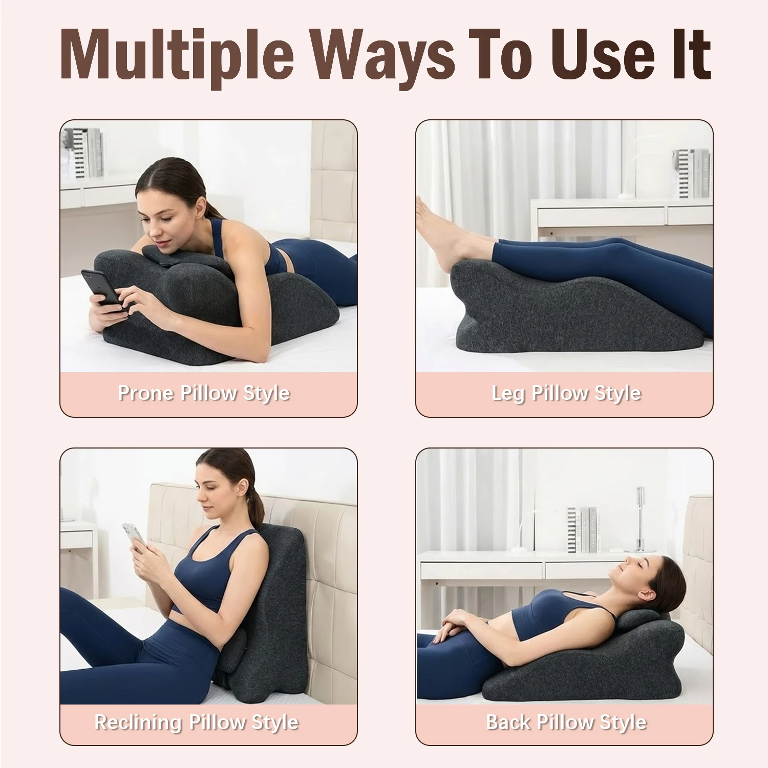 Memory Foam Wedge Pillow 60x36x21cm – Acid Reflux, Back Pain & Post-Surgery - detail view