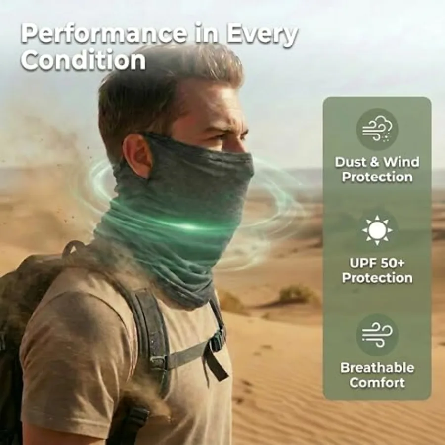 Cooling Neck Gaiter 2-Pack – Open-Ear UV Sun Protection Face Cover - in use