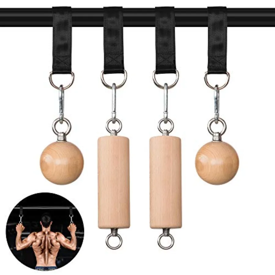 Wooden Pull Up Grips & Balls Set – Rock Climbing Holds Grip Strength Trainer