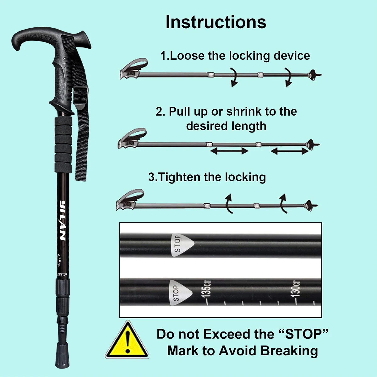 Ultralight Aluminium Trekking Poles – Anti-Shock Quick-Lock Hiking Poles - close-up detail