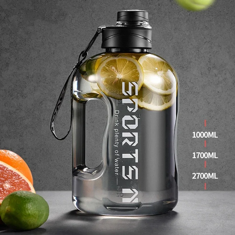 Large Water Bottle 1.7L & 2.7L – BPA-Free Gym & Camping Jug
