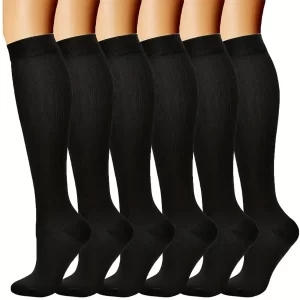 Compression Socks 6 Pairs – Graduated Support for Nurses, Travel & Runners