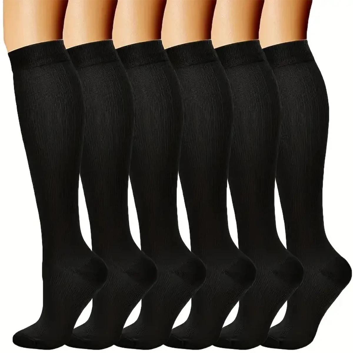 Compression Socks 6 Pairs – Graduated Support for Nurses, Travel & Runners