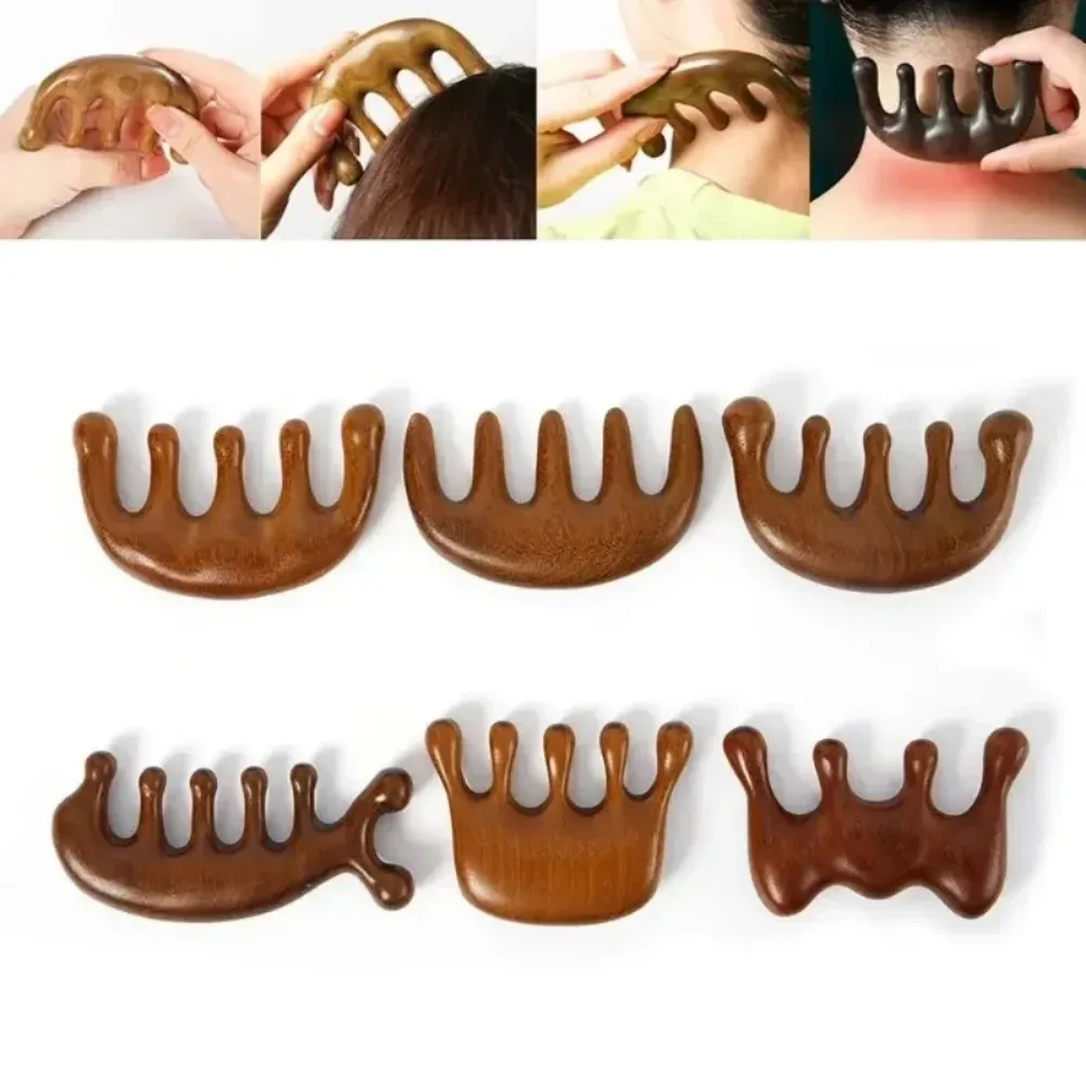 Wide Tooth Gua Sha Massage Comb Facial Massager for Head Face - color options