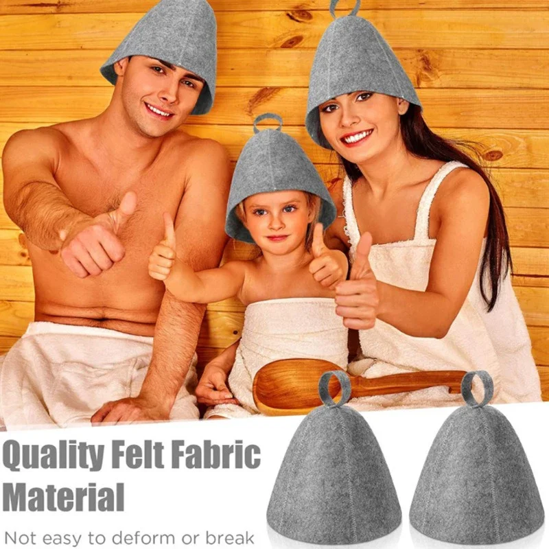 Sauna Hats Thicken Wool Felt Shower Cap Hair Turban Quickly Towel - in use