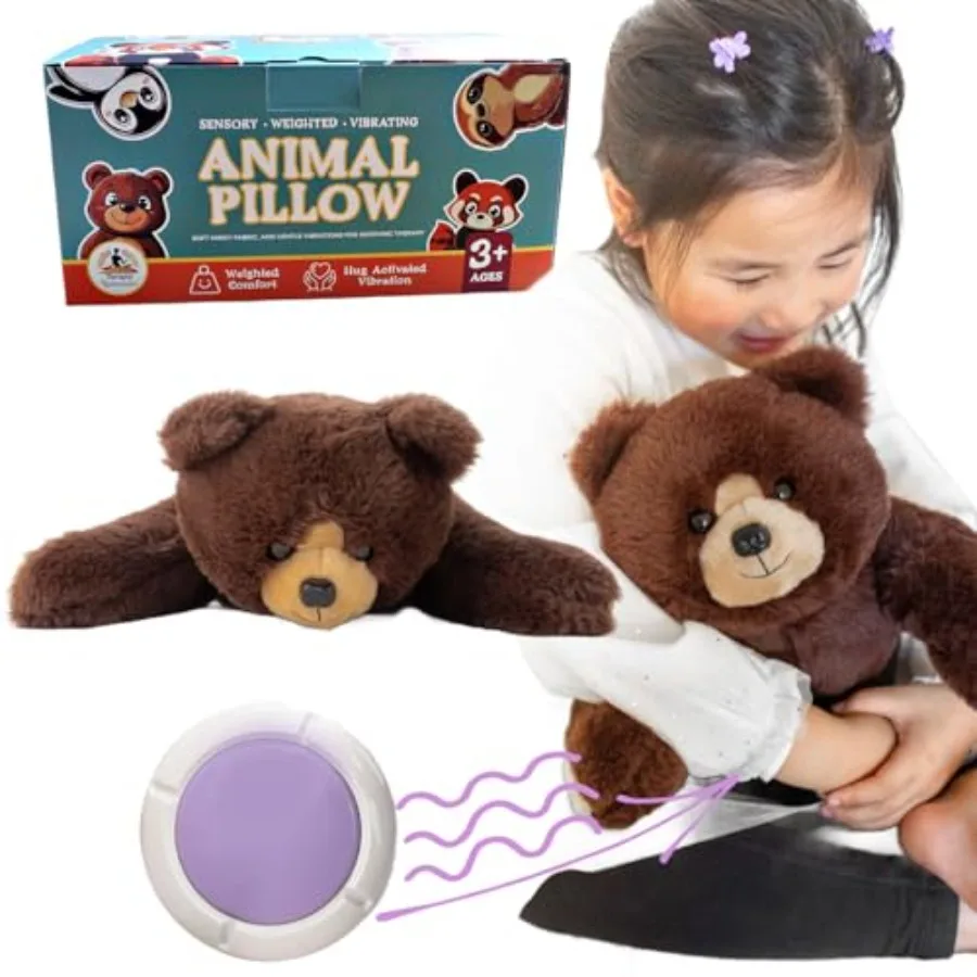 Weighted Vibrating Sensory Bear Pillow – Pressure-Activated Calm Aid