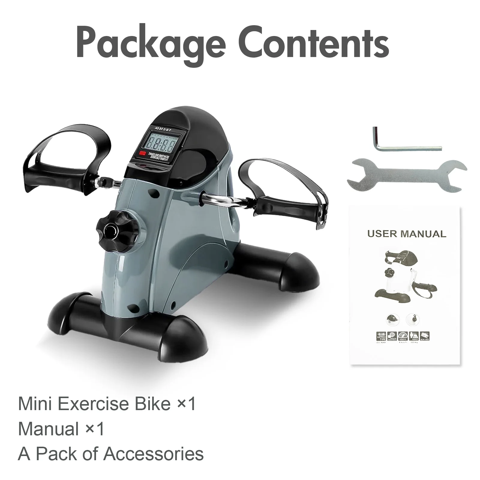 Under-Desk Pedal Exerciser – Motorised Mini Bike with LCD for Legs & Arms - packaging