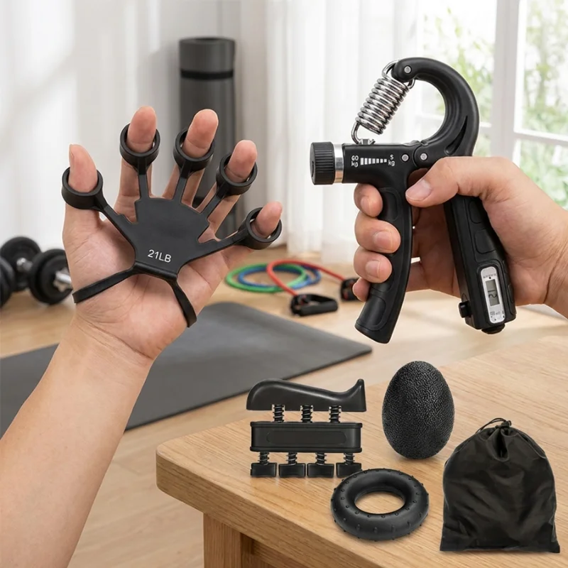Hand Grip Strengthener Set – 5pc Forearm & Finger Trainer Kit - close-up detail
