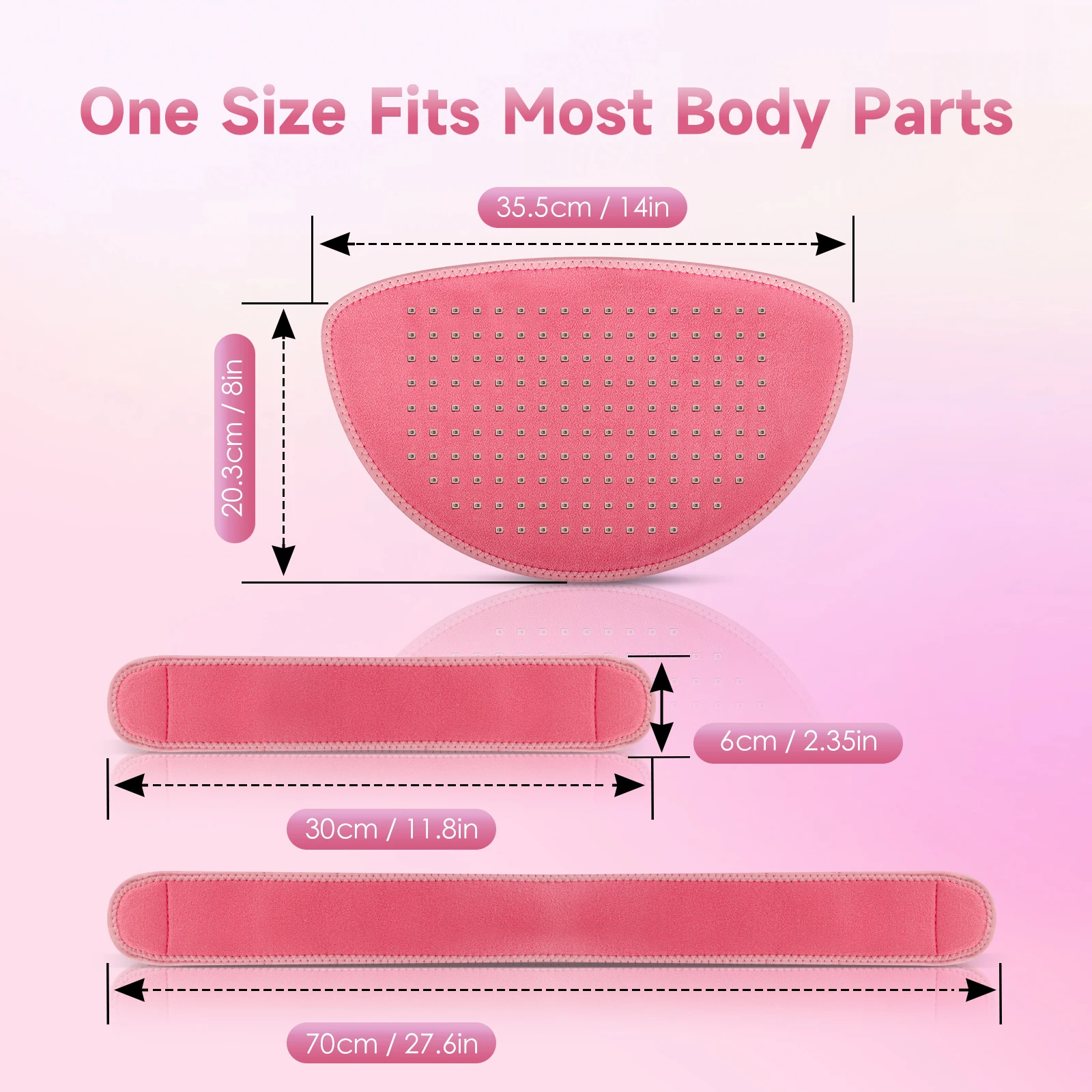 Red Light Heated Menstrual Belt - 156 LED Infrared Pad for Period Cramps - close-up detail