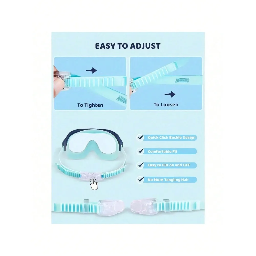 Kids Swim Goggles 2-Pack – Anti-Fog, Anti-UV, Wide Vision, No-Leak - close-up detail