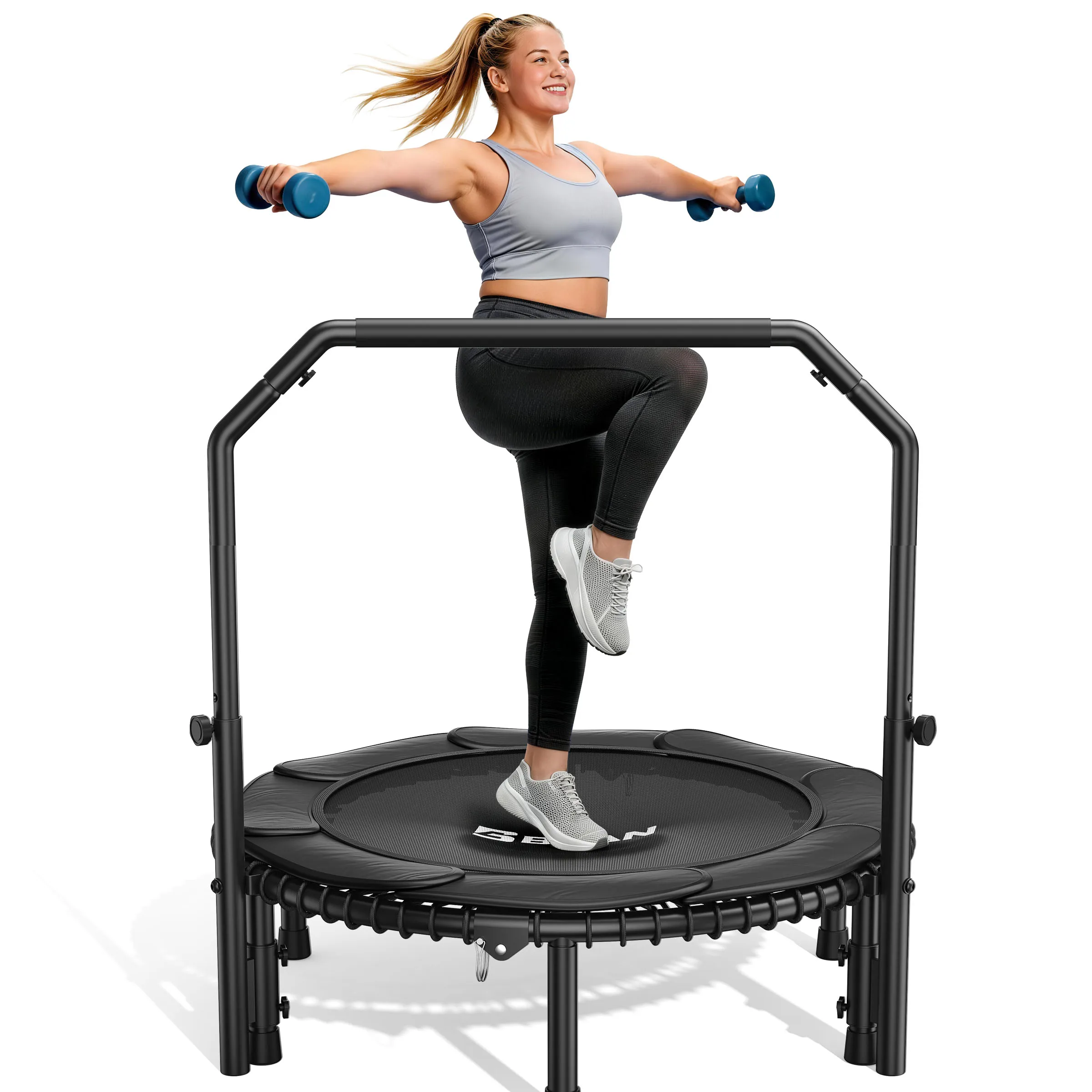 BCAN 40in Mini Rebounder Trampoline – Bungee Fitness Trampoline, 450lb - detail view