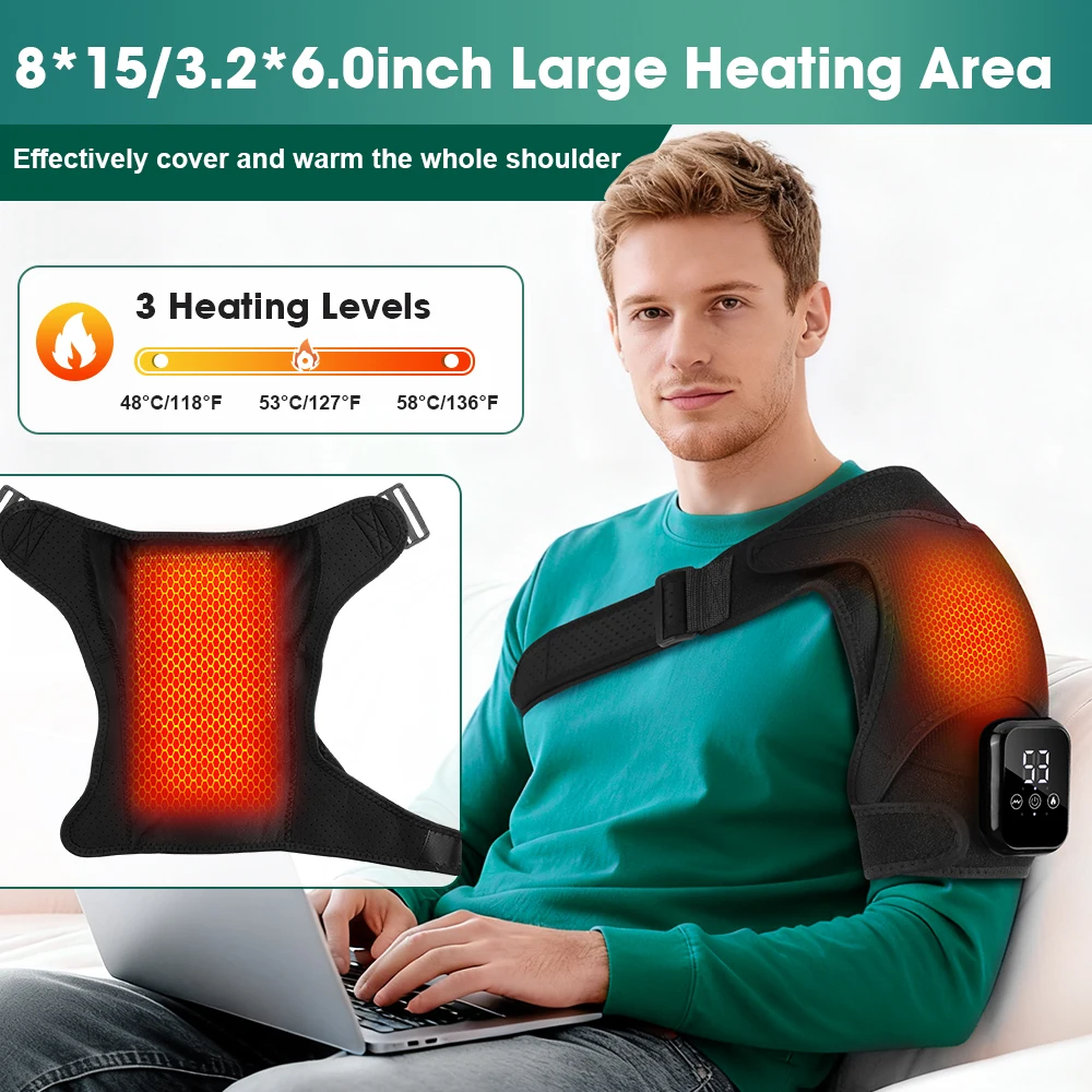 Electric Heating Shoulder Brace Vibration Hot Compress Massage Support Belt Strap - close-up detail