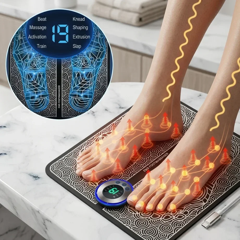 EMS Foot Massager Pad – Electric Muscle Stimulation Mat for Tired Feet