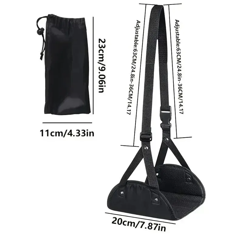 Adjustable Foot Hammock – Under-Desk Footrest for Office, Travel & Flights - in use