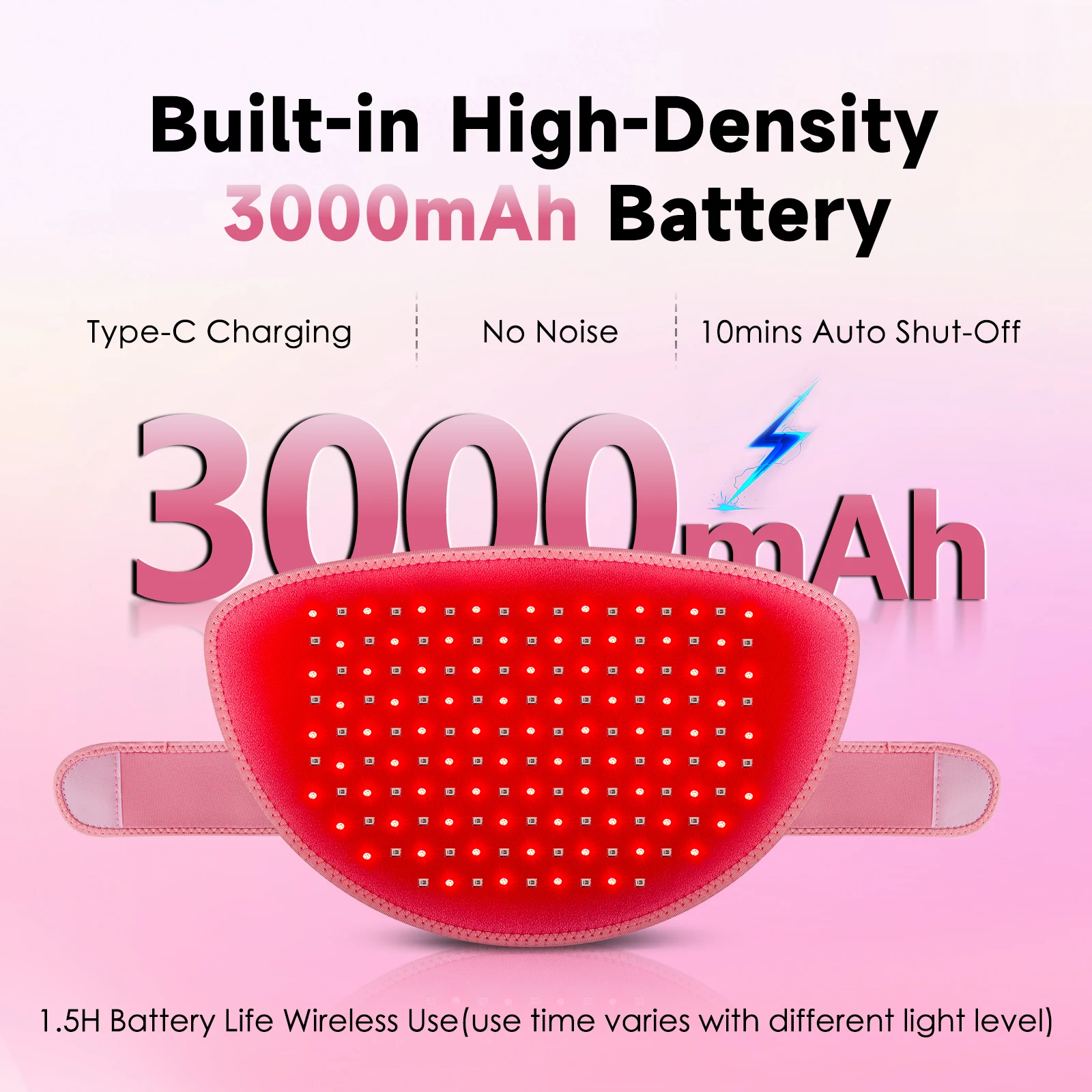 Red Light Heated Menstrual Belt - 156 LED Infrared Pad for Period Cramps - alternate view