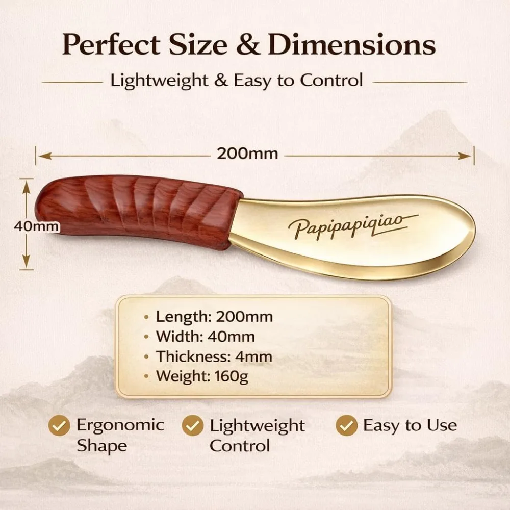Copper Brass Gua Sha Scraper – IASTM Fascia & Soft Tissue Massage Tool - size and dimensions